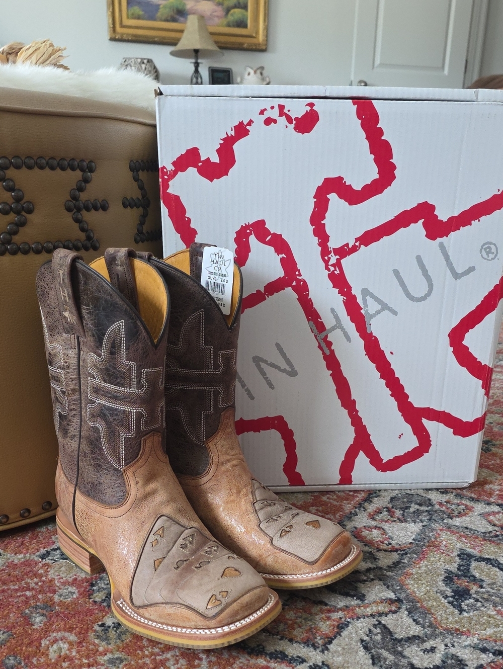Fantastic NWT IOB Men's 8.5 D Tin Haul High Roller All In Cowboy Boots🤎🤠👢🐎